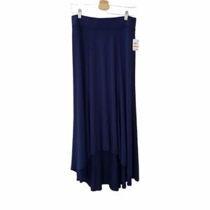JM COLLECTION Navy Blue Hi Lo Maxi Skirt Size S